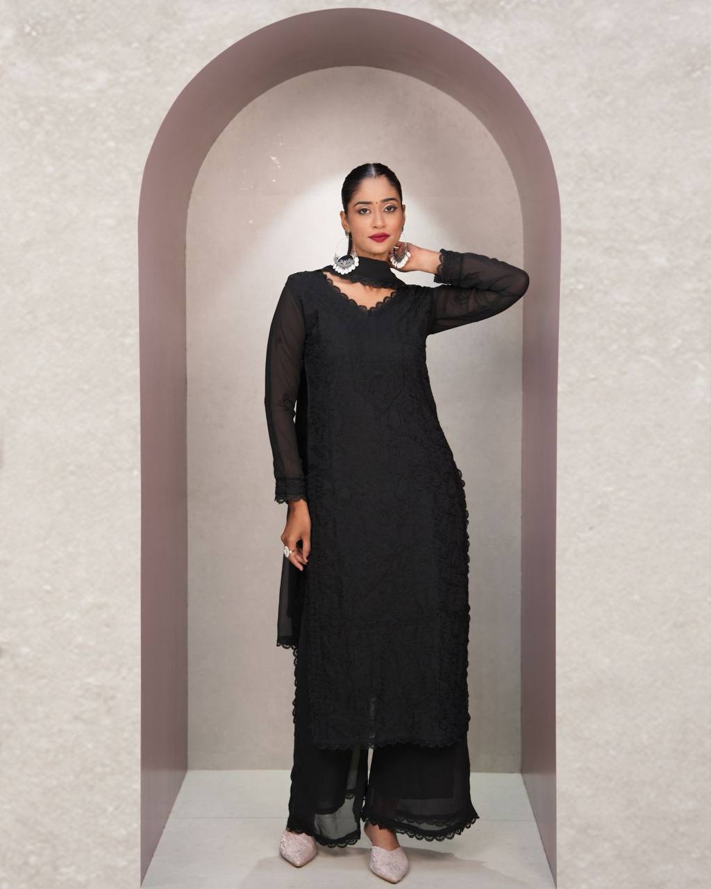 Fancy Fox Georgette Embroidery Work Kurti