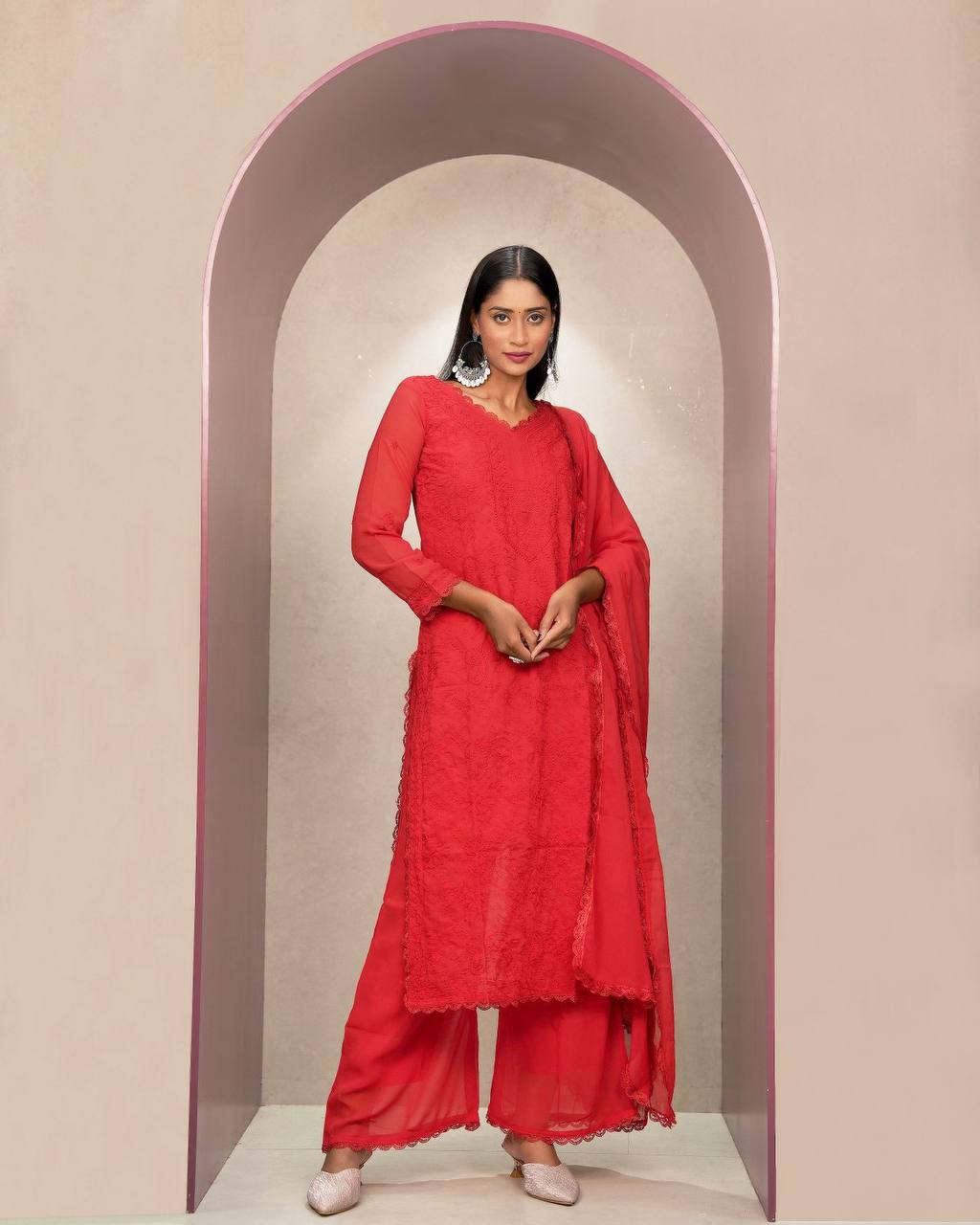 Fancy Fox Georgette Embroidery Work Kurti