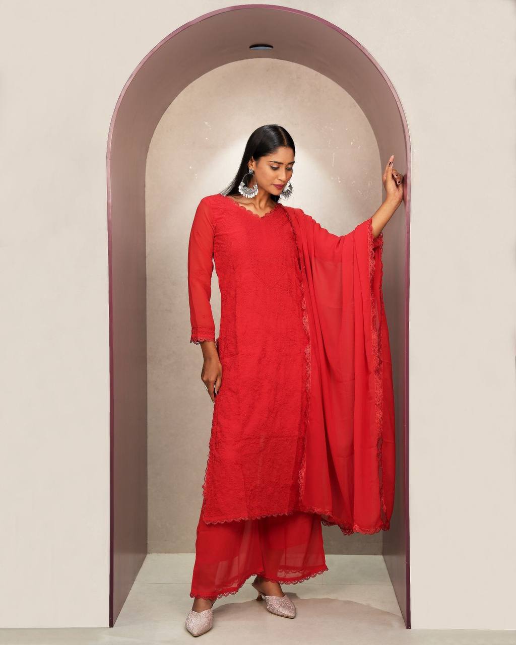 Fancy Fox Georgette Embroidery Work Kurti