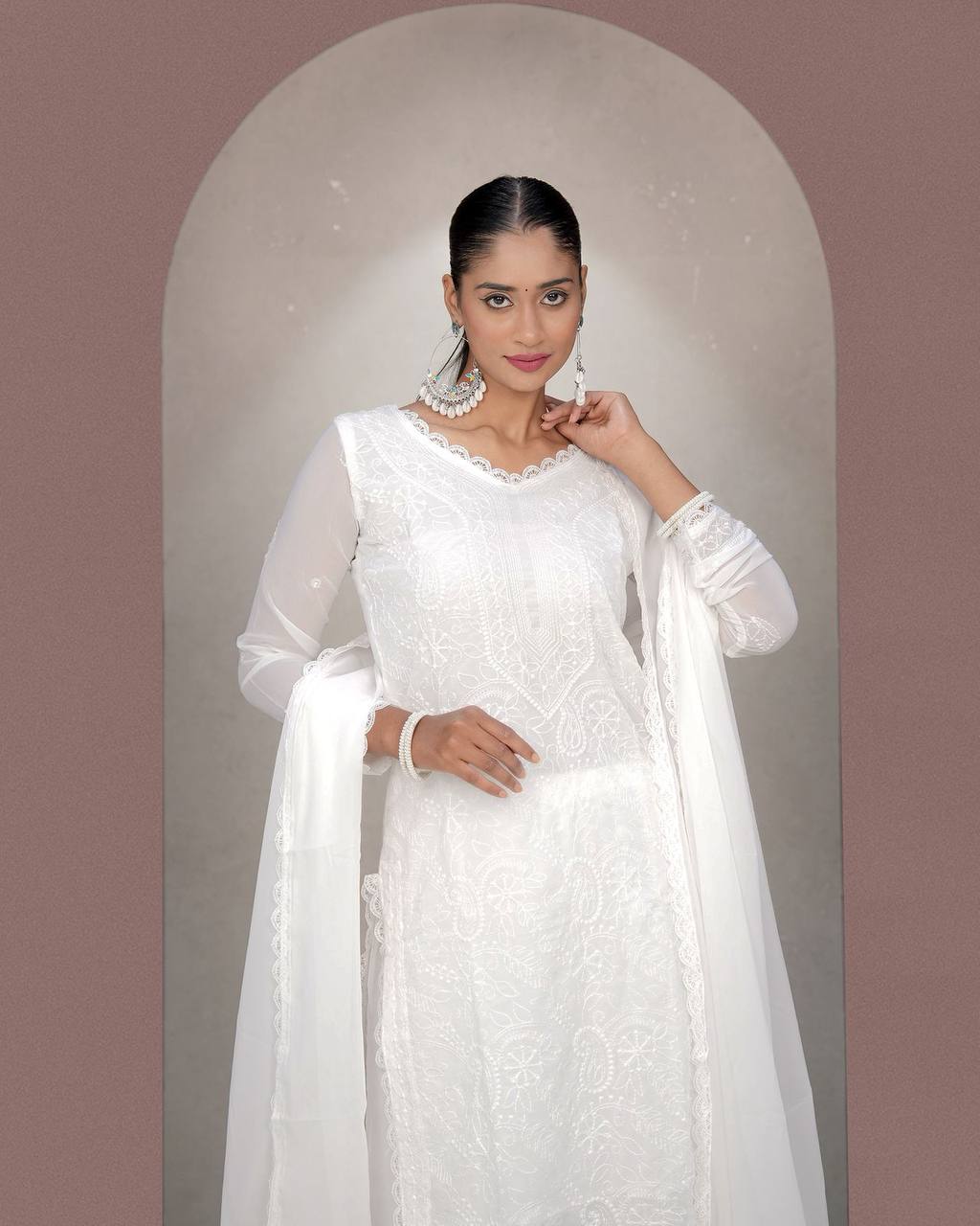 Fancy Fox Georgette Embroidery Work Kurti