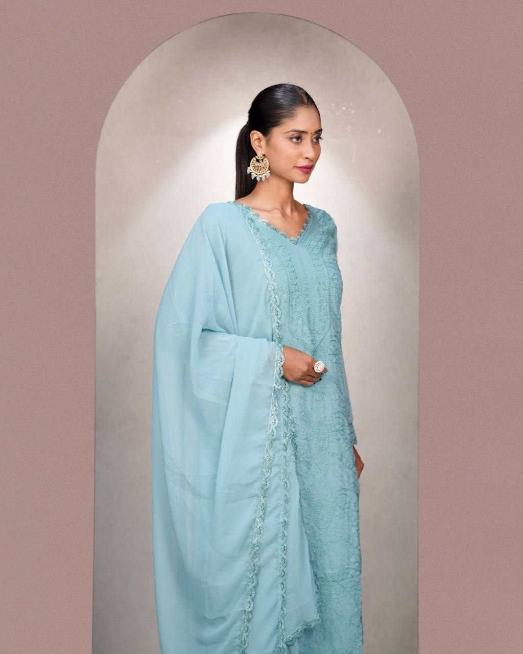 Fancy Fox Georgette Embroidery Work Kurti