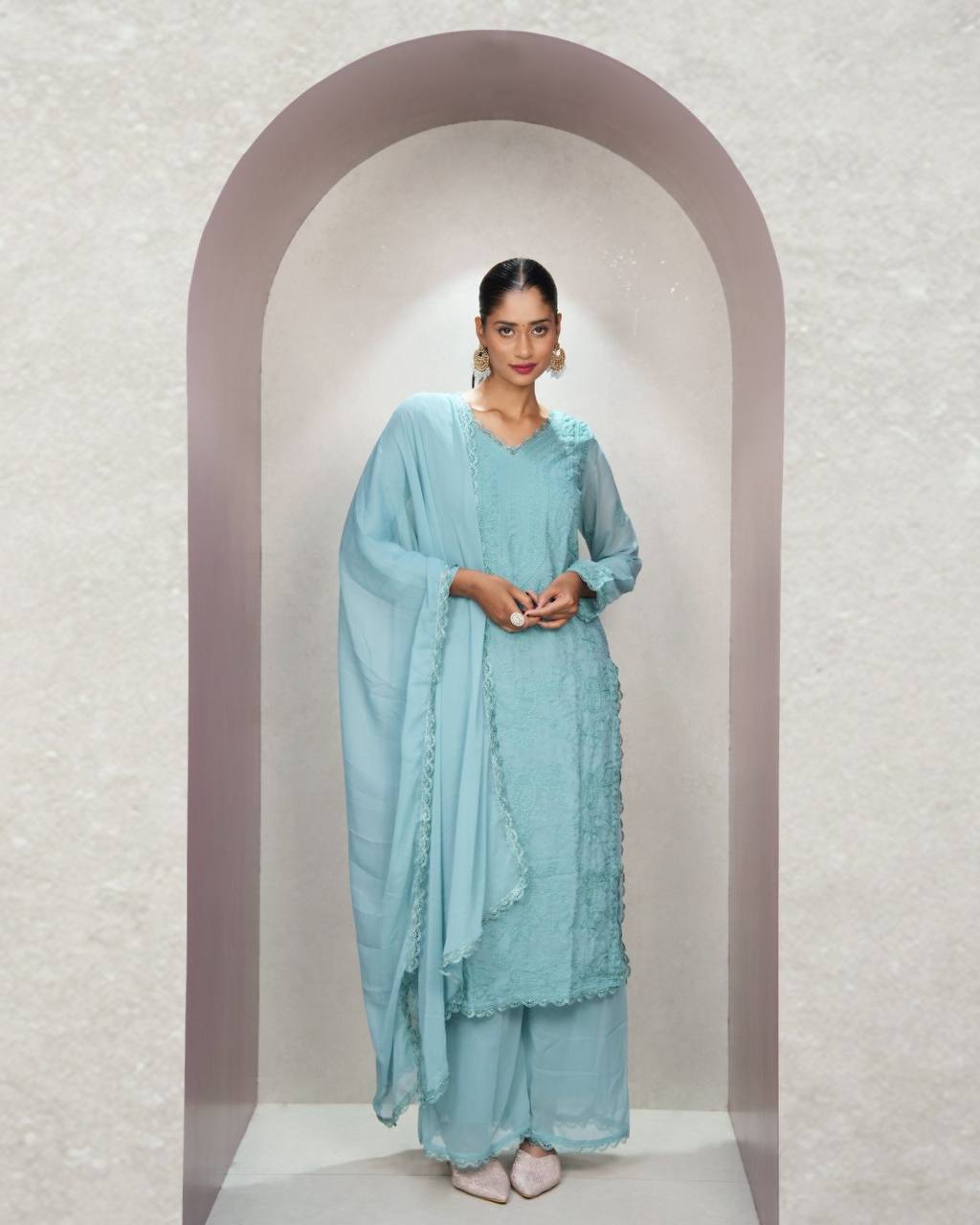 Fancy Fox Georgette Embroidery Work Kurti