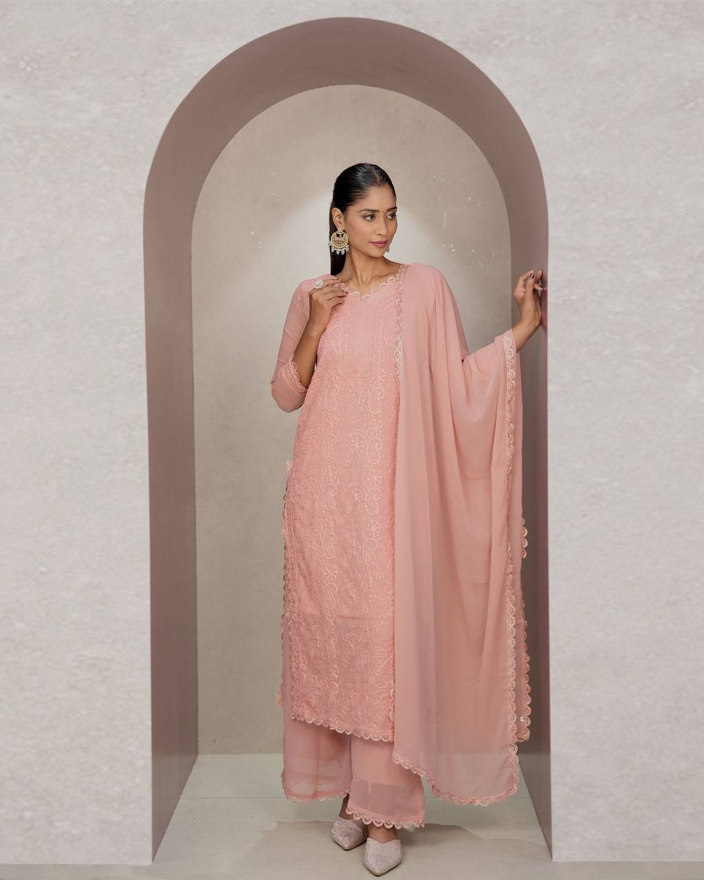 Fancy Fox Georgette Embroidery Work Kurti