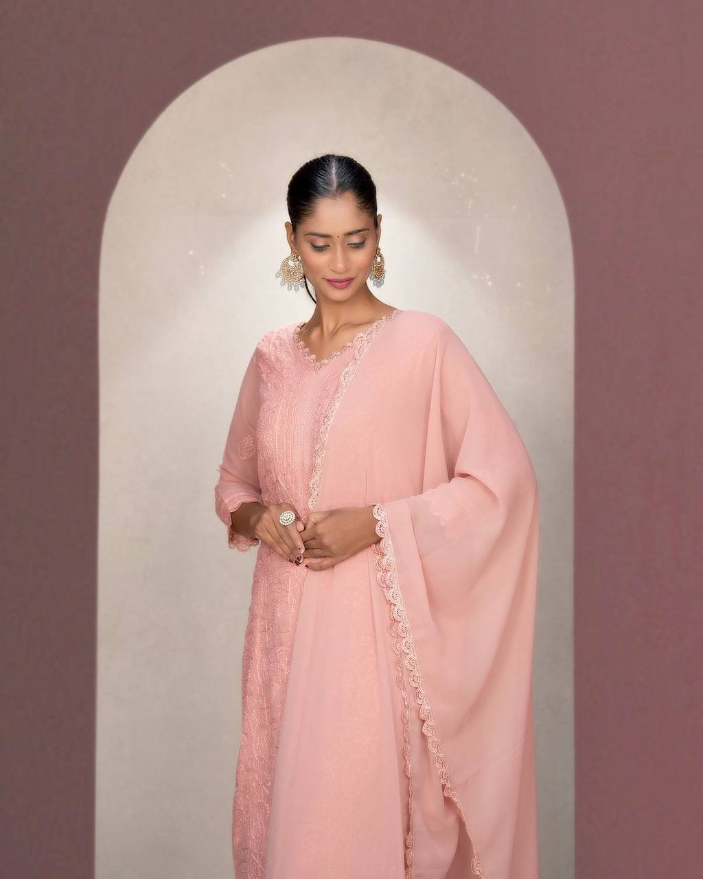 Fancy Fox Georgette Embroidery Work Kurti