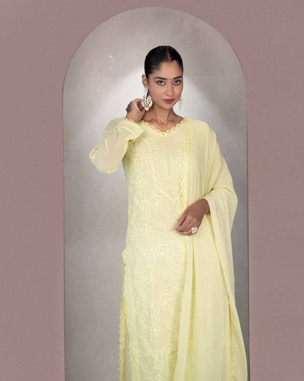 Fancy Fox Georgette Embroidery Work Kurti