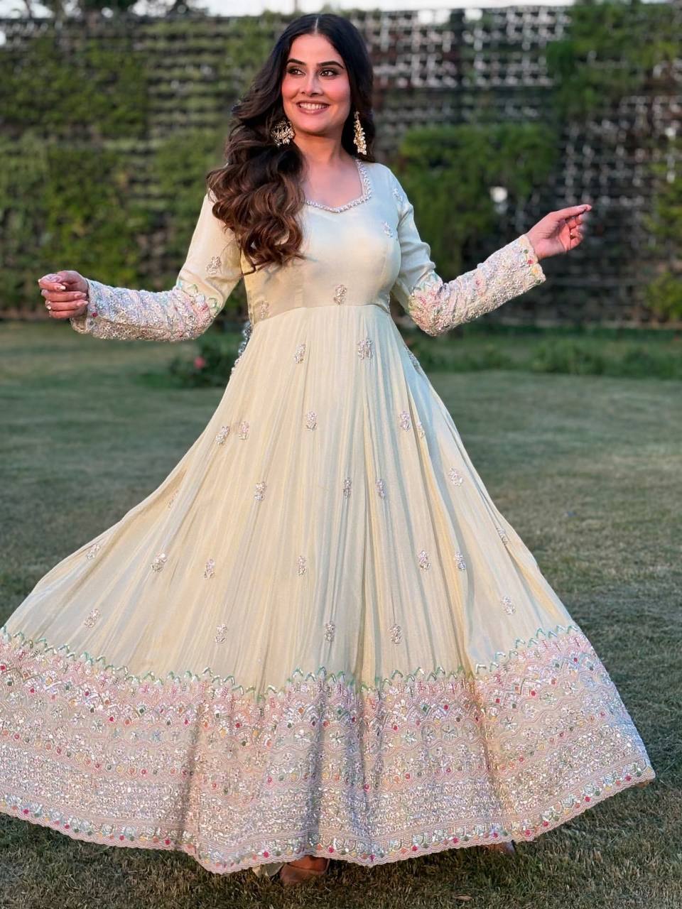 Floral Print Georgette Stitched Anarkali Gown