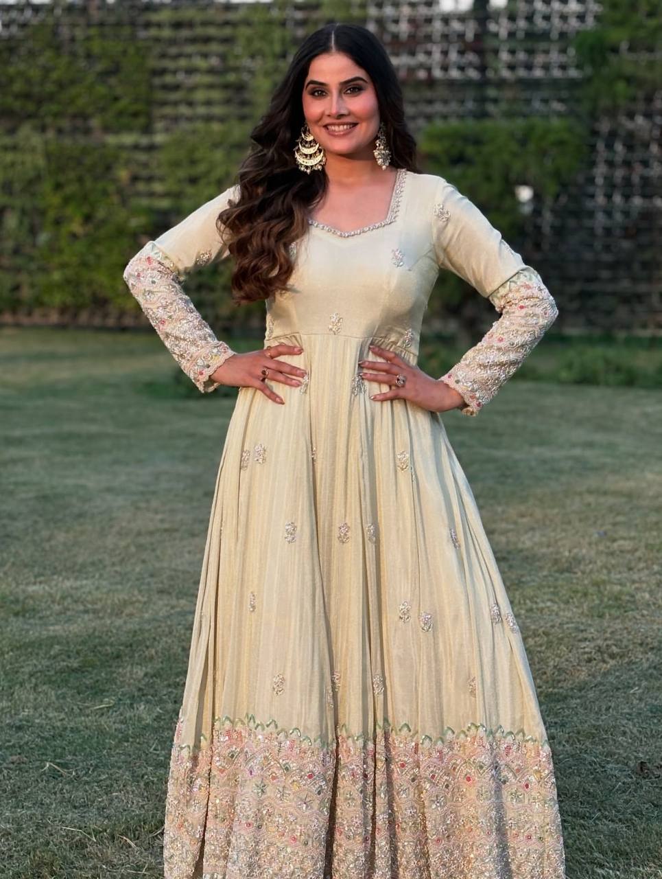 Floral Print Georgette Stitched Anarkali Gown