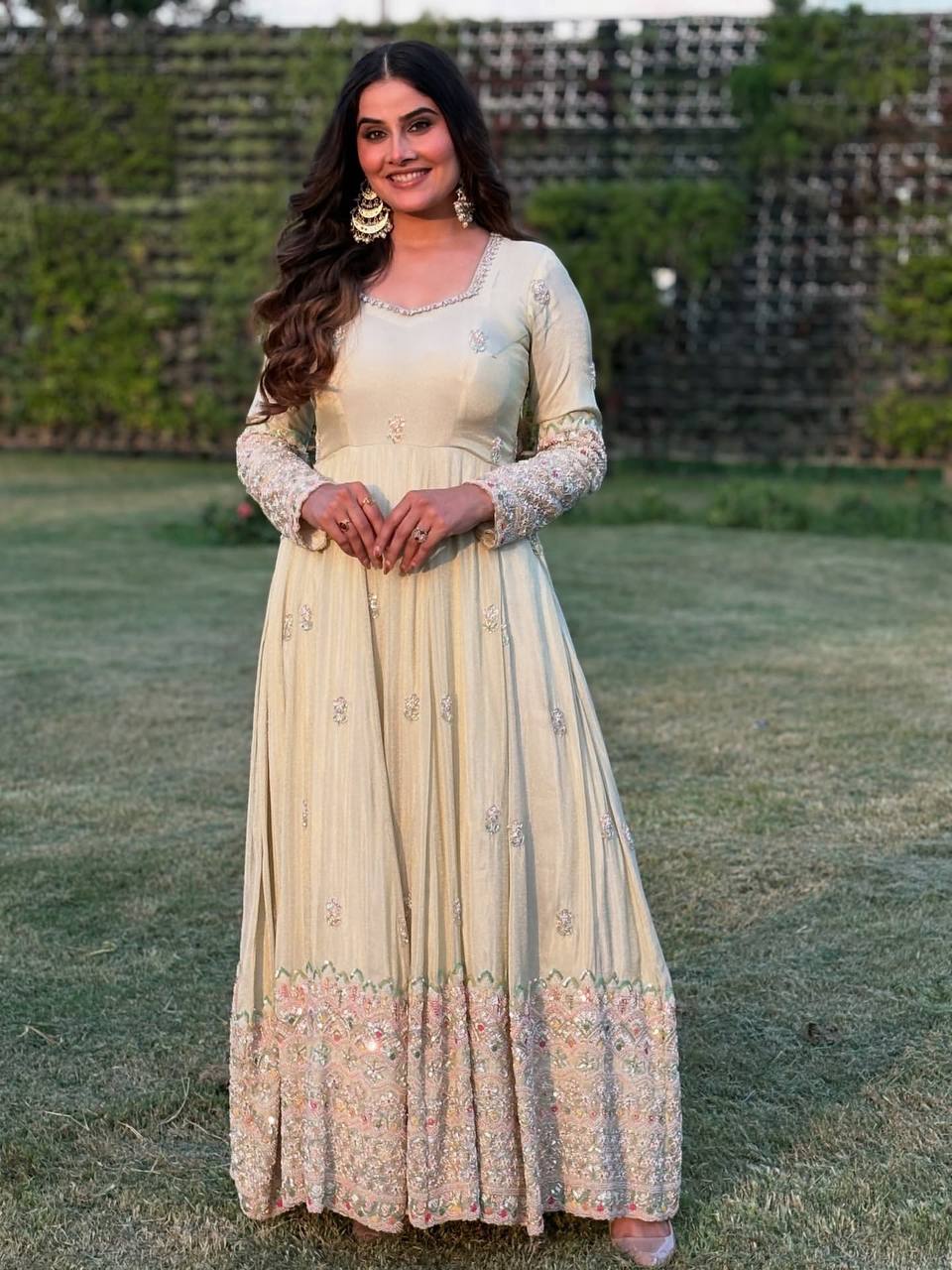 Floral Print Georgette Stitched Anarkali Gown