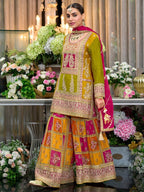Embroidered Straight Kurta Palazzos With Dupatta Set