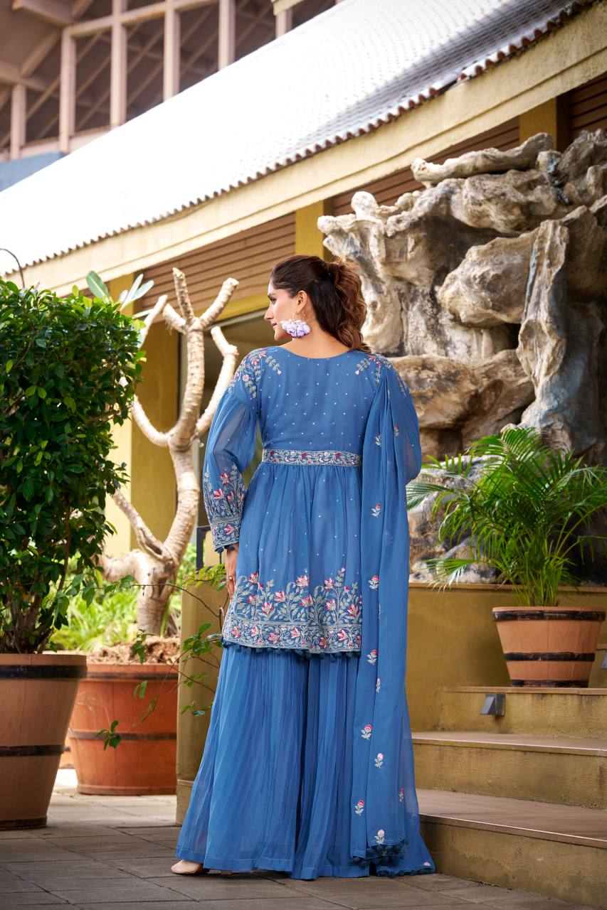 Gulabo Georgette Embroidered Sharara