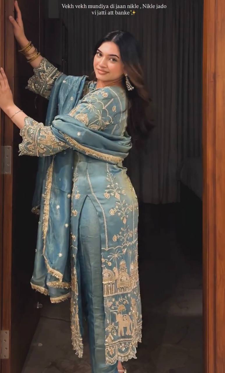 New Designer Party Wear Look Top Palazzo & Dupatta Set