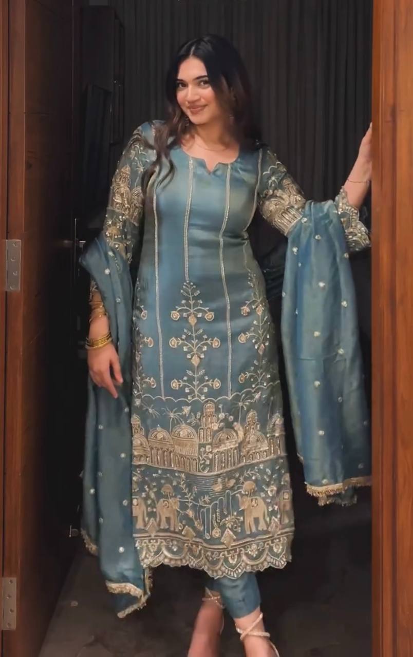 New Designer Party Wear Look Top Palazzo & Dupatta Set