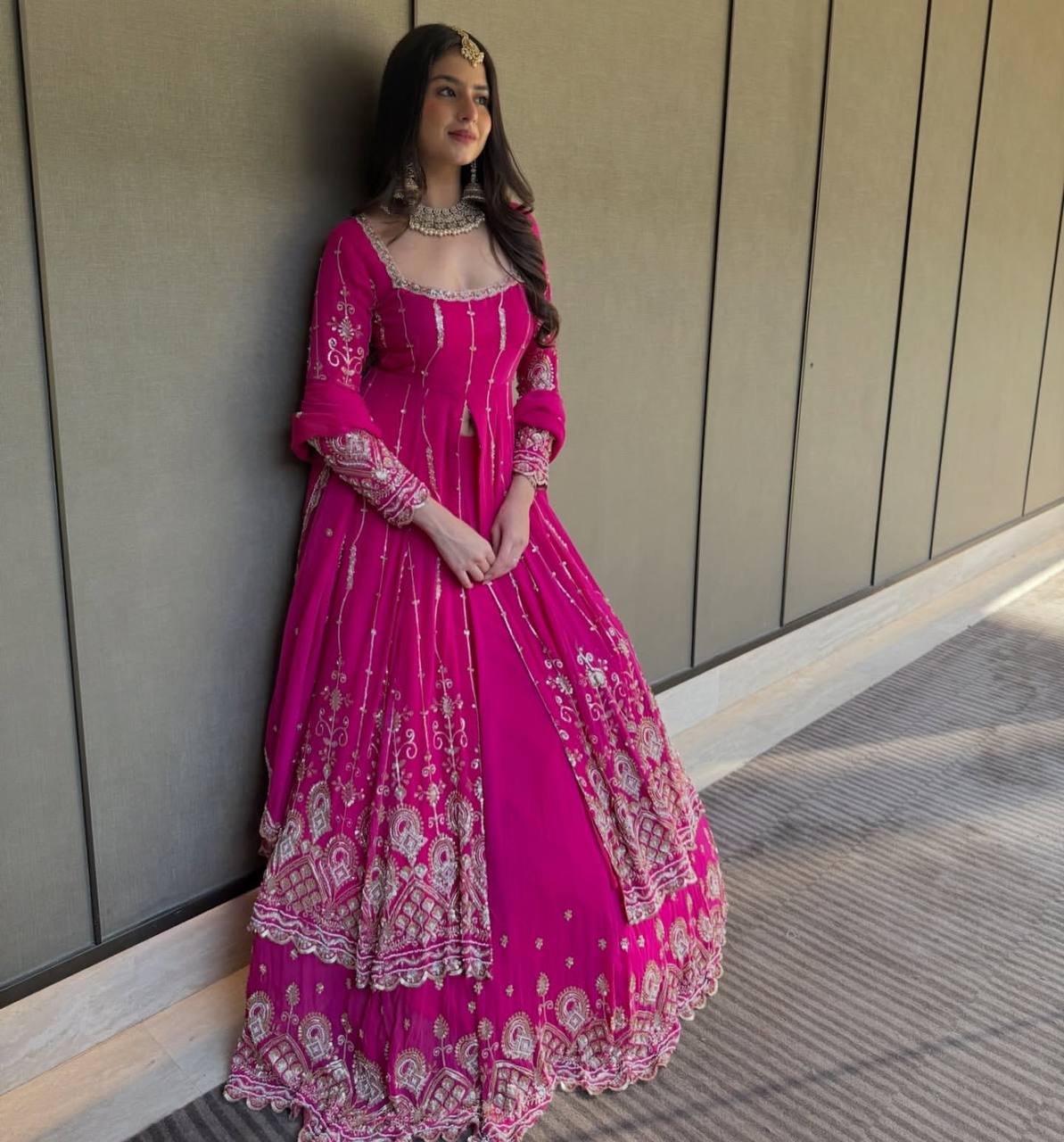 Floral Print Georgette Stitched Gown