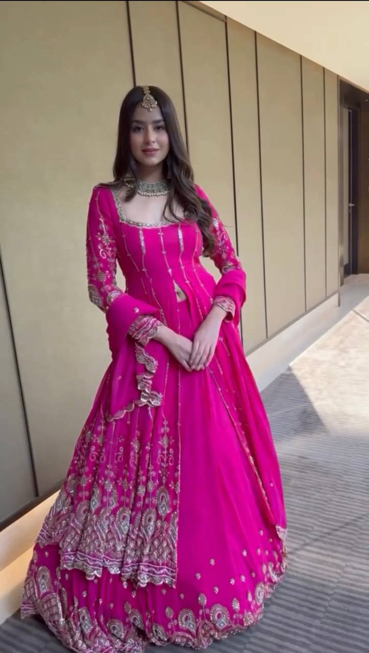 Floral Print Georgette Stitched Gown