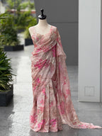Pure Jimmy Organza digital printed saree with Sequins work