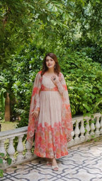 Women's Pure Anarkali Chiffon Kurta Pant and Dupatta Set