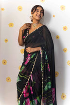 Kumud Black Chiffon Silk Saree
